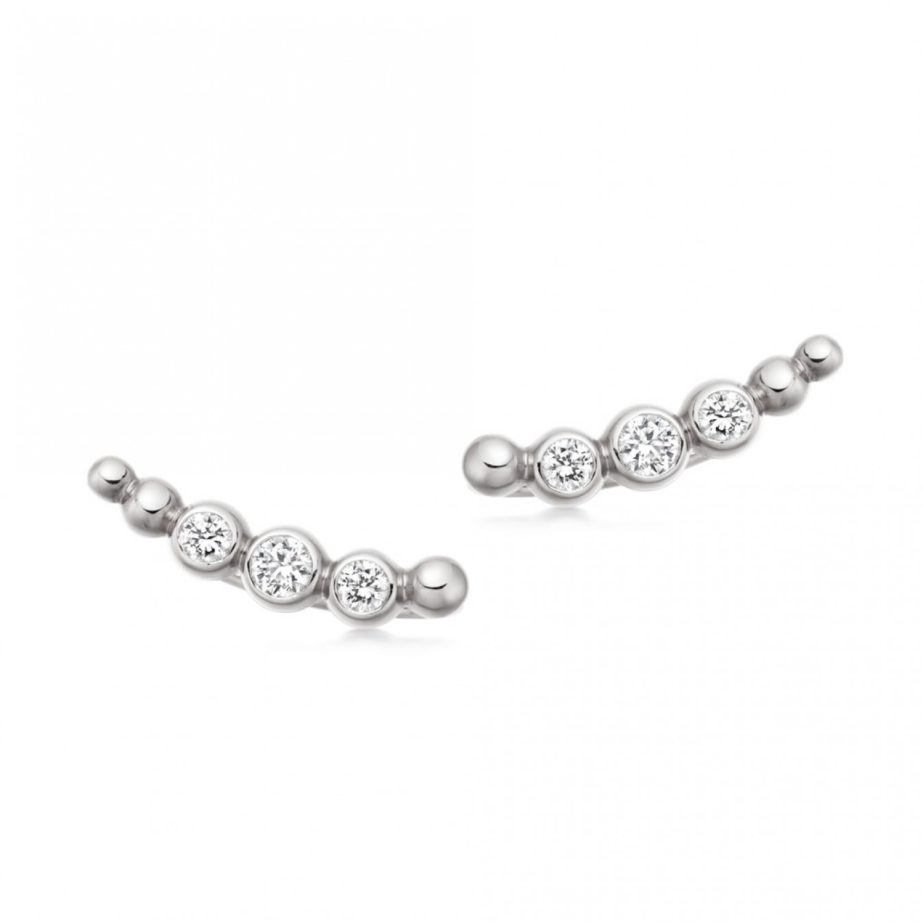 Sterling Silver Cubic Zirconia Ear Crawlers Earrings Climbers
