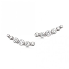 Sterling Silver Cubic Zirconia Ear Crawlers Earrings Climbers