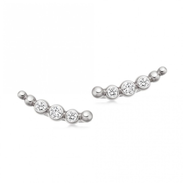 Sterling Silver Cubic Zirconia Ear Crawlers Earrings Climbers