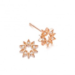925 Silver Cubic Zirconia Flower Earrings Mini Sun Stud Earrings