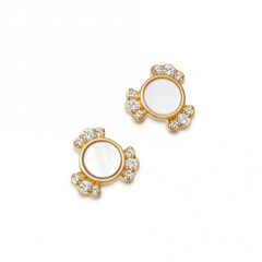 Sterling Silver Cubic Zirconia Mother of Pearl Stud Earrings