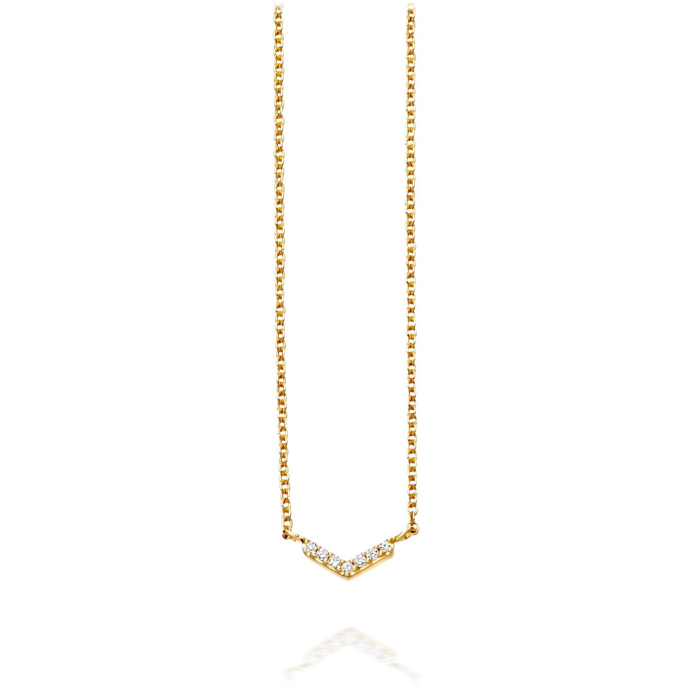 Sterling Silver Cubic Zirconia Mini V Shaped Chevron Necklace