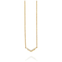 Sterling Silver Cubic Zirconia Mini V Shaped Chevron Necklace