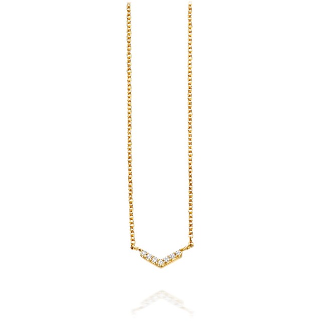 Sterling Silver Cubic Zirconia Mini V Shaped Chevron Necklace