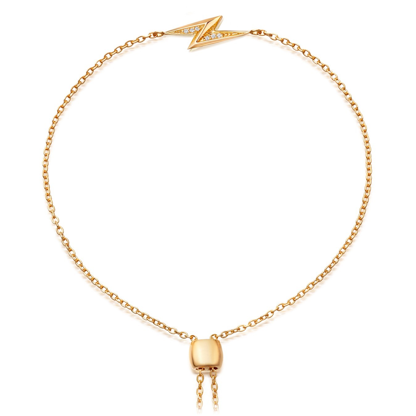 Sterling Silver Cubic Zirconia Mini Lightning Bolt Stud Bracelet
