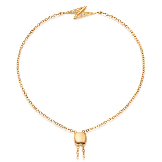 Sterling Silver Cubic Zirconia Mini Lightning Bolt Stud Bracelet