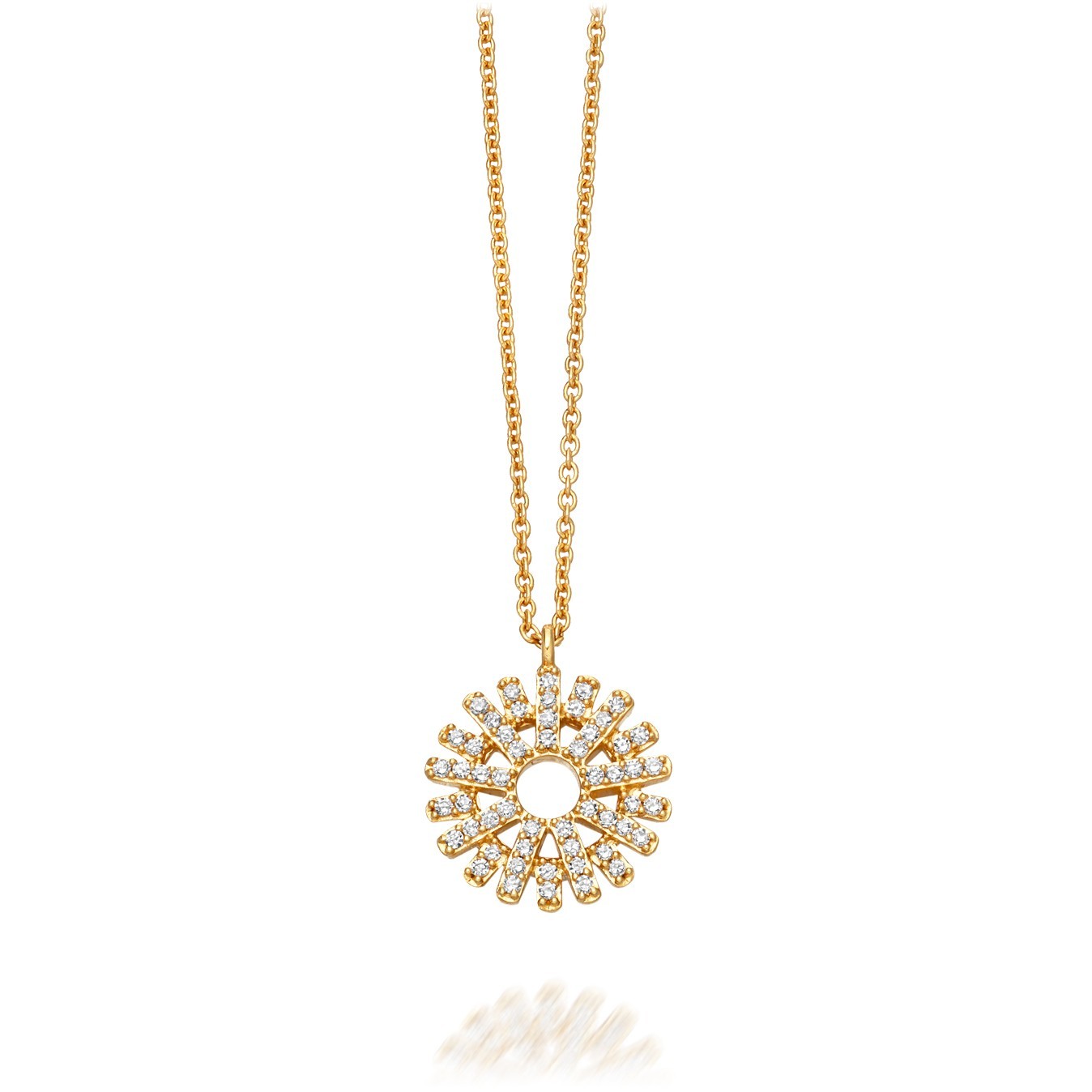 Sterling Silver Cubic Zirconia Rising Sun Pendant Necklace