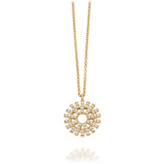 Sterling Silver Cubic Zirconia Rising Sun Pendant Necklace