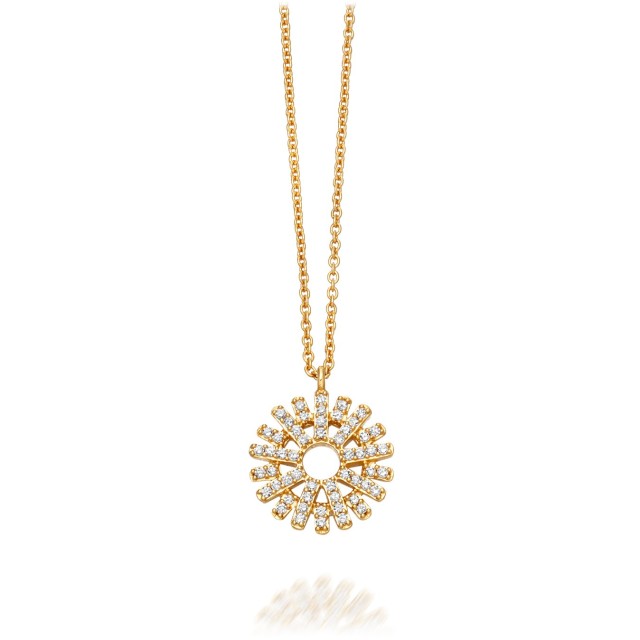 Sterling Silver Cubic Zirconia Rising Sun Pendant Necklace
