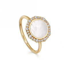 Sterling Silver Cubic Zirconia Mother of Pearl Ring