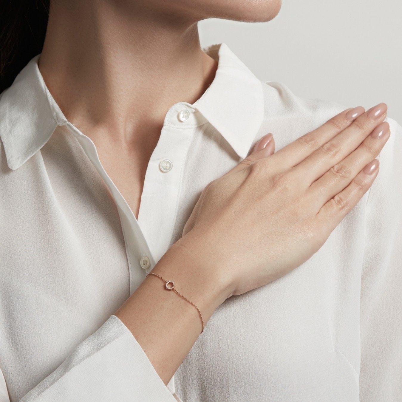 Sterling Silver Cubic Zircinia Mini Honeycomb Hexagon Bracelet