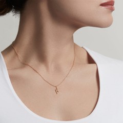Sterling Silver Cubic Zirconia Mini Lightning Bolt Necklace