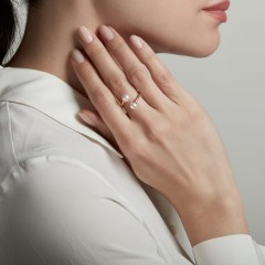 Dainty Sterling Silver Pearl Open Ring with Adjustable Size