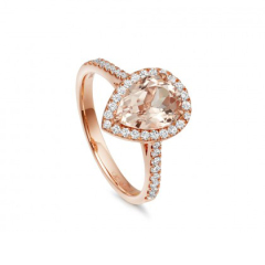 Sterling Silver Cubic Zirconia Morganite Teardrop Ring Pear Cut Stone