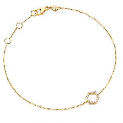 Sterling Silver Cubic Zircinia Mini Honeycomb Hexagon Bracelet