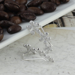 Delicate Sterling Silver Cubic Zirconia Flower Crawler Climber Earrings