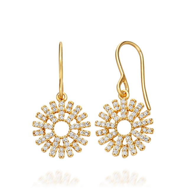 Sterling Silver Cubic Zirconia Rising Sun Earrings