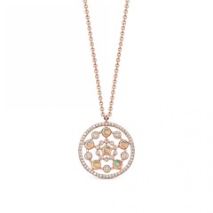 Dainty Sterling Silver Cubic Zirconia and Fire Opal Circle Necklace