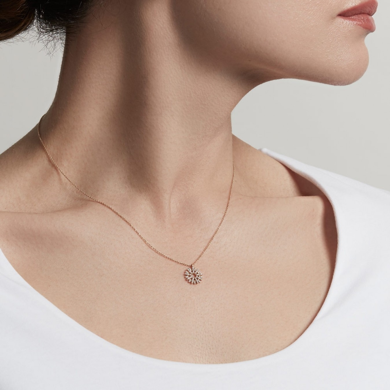 Sterling Silver Cubic Zirconia Rising Sun Pendant Necklace