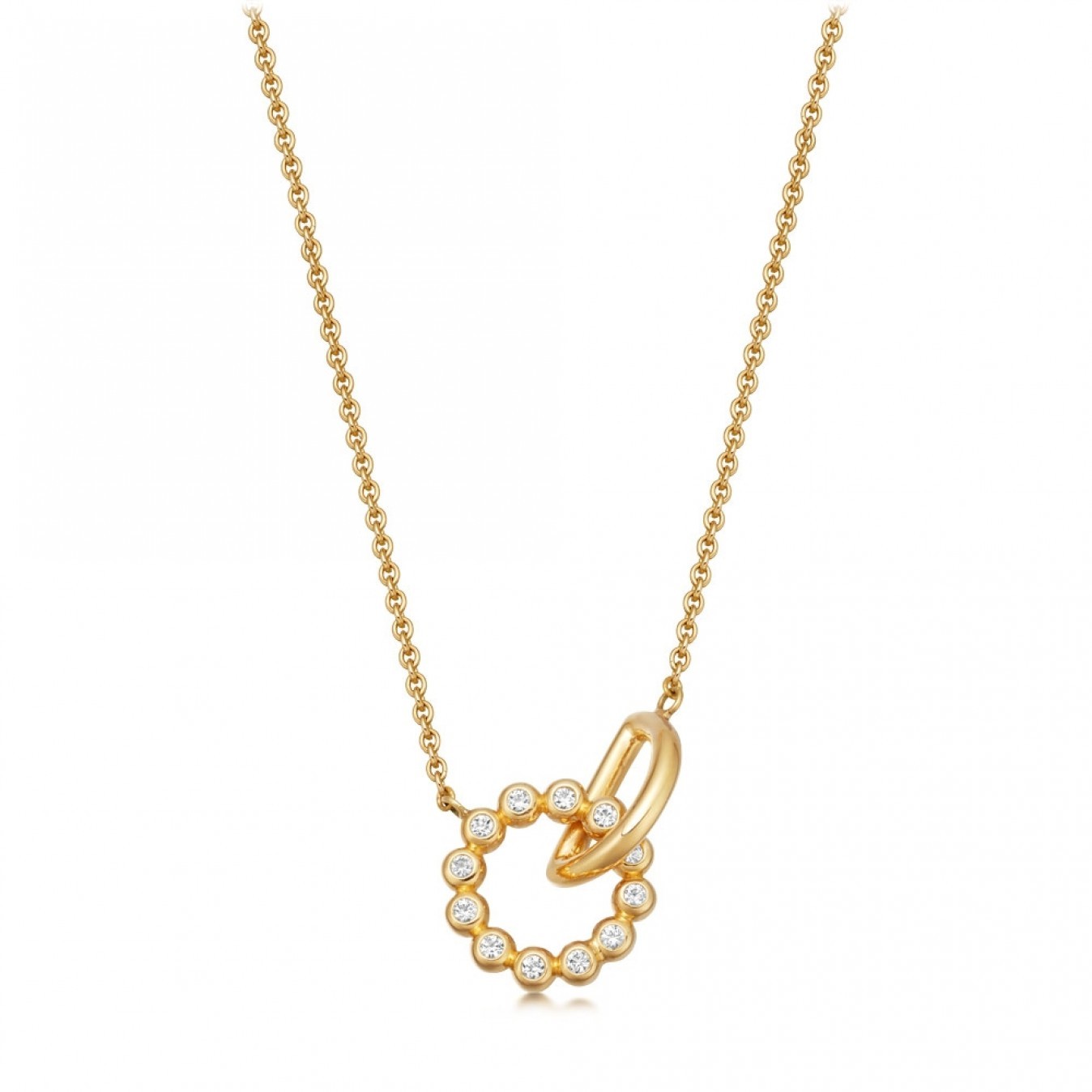 Rose Gold Sterling Silver Cubic Zirconia Interlocking Necklace
