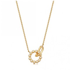 Rose Gold Sterling Silver Cubic Zirconia Interlocking Necklace