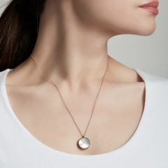 Sterling Silver Mother of Pearl Round Pendant Necklace