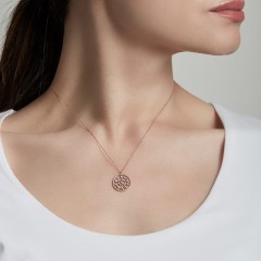 Dainty Sterling Silver Cubic Zirconia and Fire Opal Circle Necklace