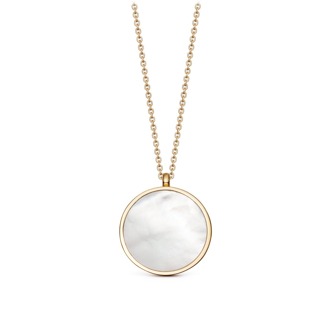Sterling Silver Mother of Pearl Round Pendant Necklace