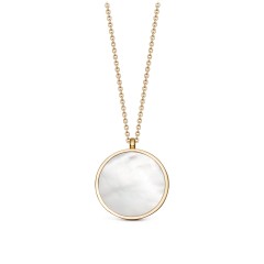 Sterling Silver Mother of Pearl Round Pendant Necklace