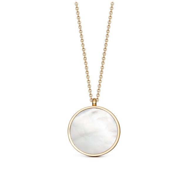Sterling Silver Mother of Pearl Round Pendant Necklace