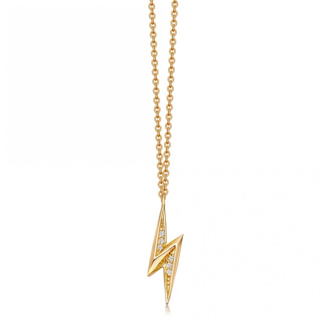Sterling Silver Cubic Zirconia Mini Lightning Bolt Necklace
