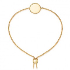 Dainty Sterling Silver Beaded Engravable Disc Adjustable Bracelet