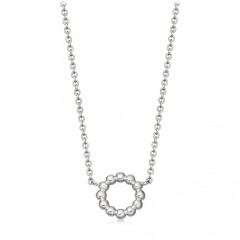 Sterling Silver Plain Open Circle Beaded Necklace