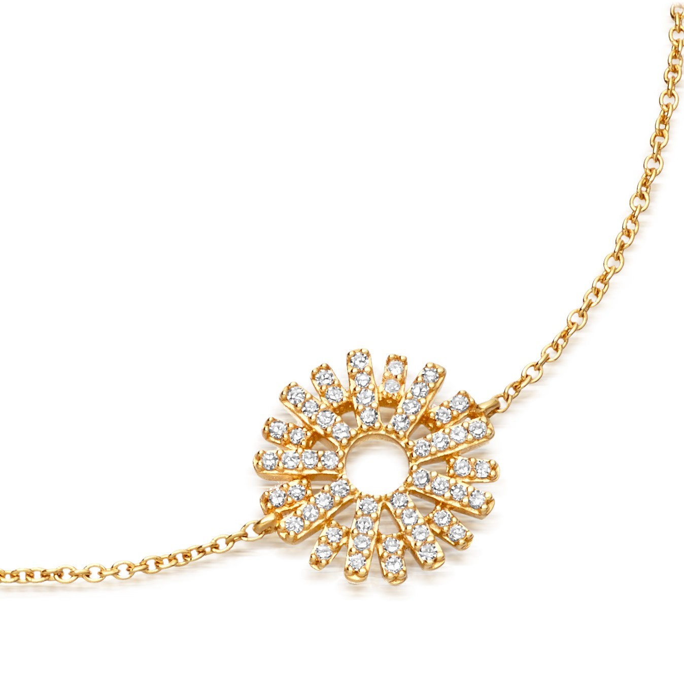 Sterling Silver Cubic Zirconia Rising Sun Bracelet