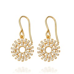 Sterling Silver Cubic Zirconia Rising Sun Earrings