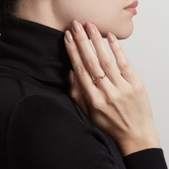 Sterling Silver Solitaire Mini Beaded Half Circle Ring