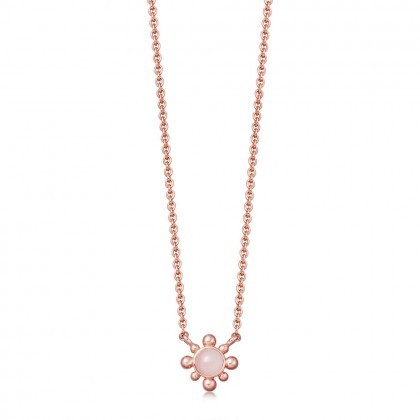 Rose Gold Sterling Silver Solitaire Mini Rose Quartz Dainty Necklace