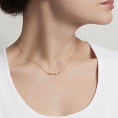 Sterling Silver Cubic Zirconia Beaded Curved Bar Necklace