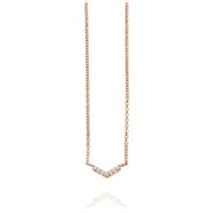 Sterling Silver Cubic Zirconia Mini V Shaped Chevron Necklace
