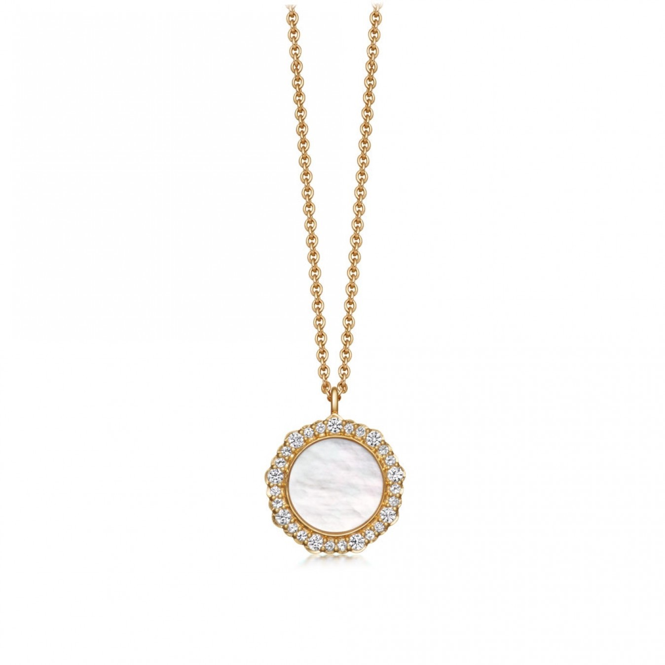 Sterling Silver Cubic Zirconia Mother of Pearl Pendant Necklace