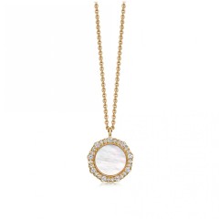 Sterling Silver Cubic Zirconia Mother of Pearl Pendant Necklace