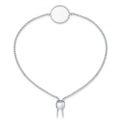 Dainty Sterling Silver Beaded Engravable Disc Adjustable Bracelet