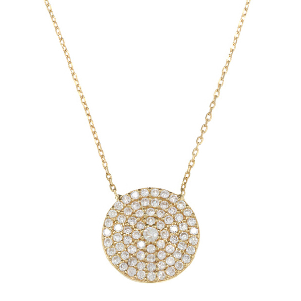 Exquisite Cubic Zirconia Dise Shape 925 Silver Charm Necklace