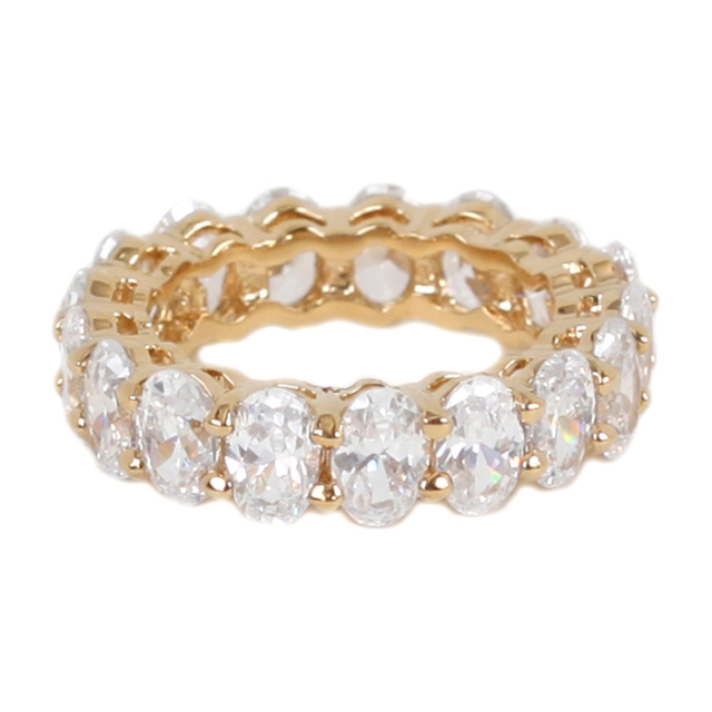 925 Silver Oval-cut Cubiz Zircon Full Eternity Band Ring