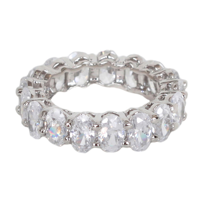 925 Silver Oval-cut Cubiz Zircon Full Eternity Band Ring