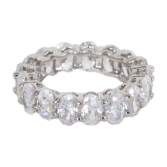 925 Silver Oval-cut Cubiz Zircon Full Eternity Band Ring