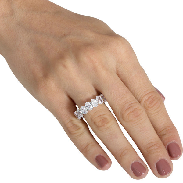 925 Silver Oval-cut Cubiz Zircon Full Eternity Band Ring