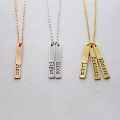 925 Sterling Silver Long Bar Custom Name Necklace Jewelry Personalize