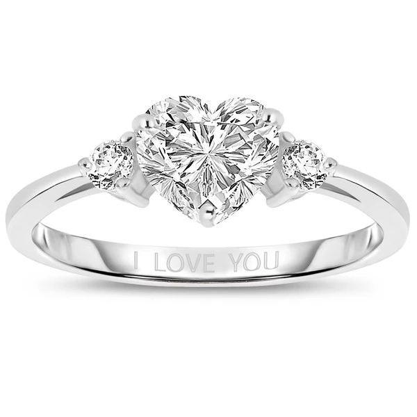 Fashion Clear Heart CZ I Love You Sterling Silver Ring for Girlfriend
