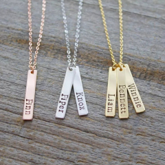 925 Sterling Silver Long Bar Custom Name Necklace Jewelry Personalize